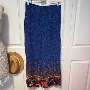 Ett Twa Anthropology Blue Patterned Boho Wide leg Pants 10